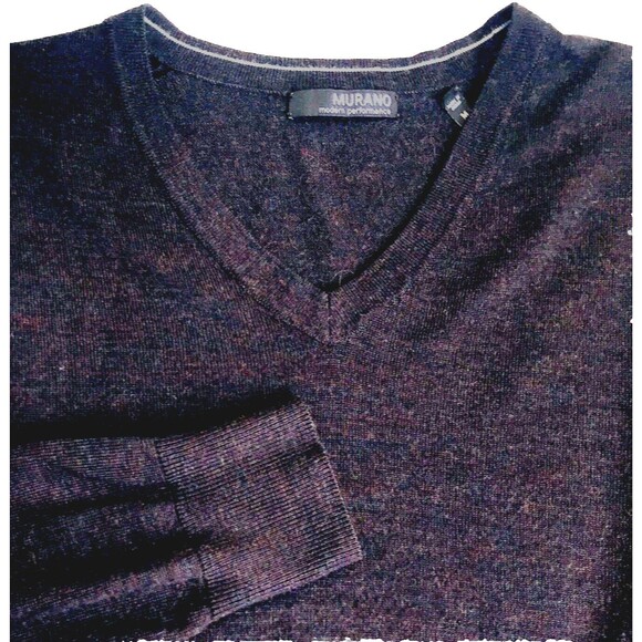 Murano Performance Sweater Purple Gray VNeck Pullover M Men Golf Preppy Academia - Picture 1 of 11
